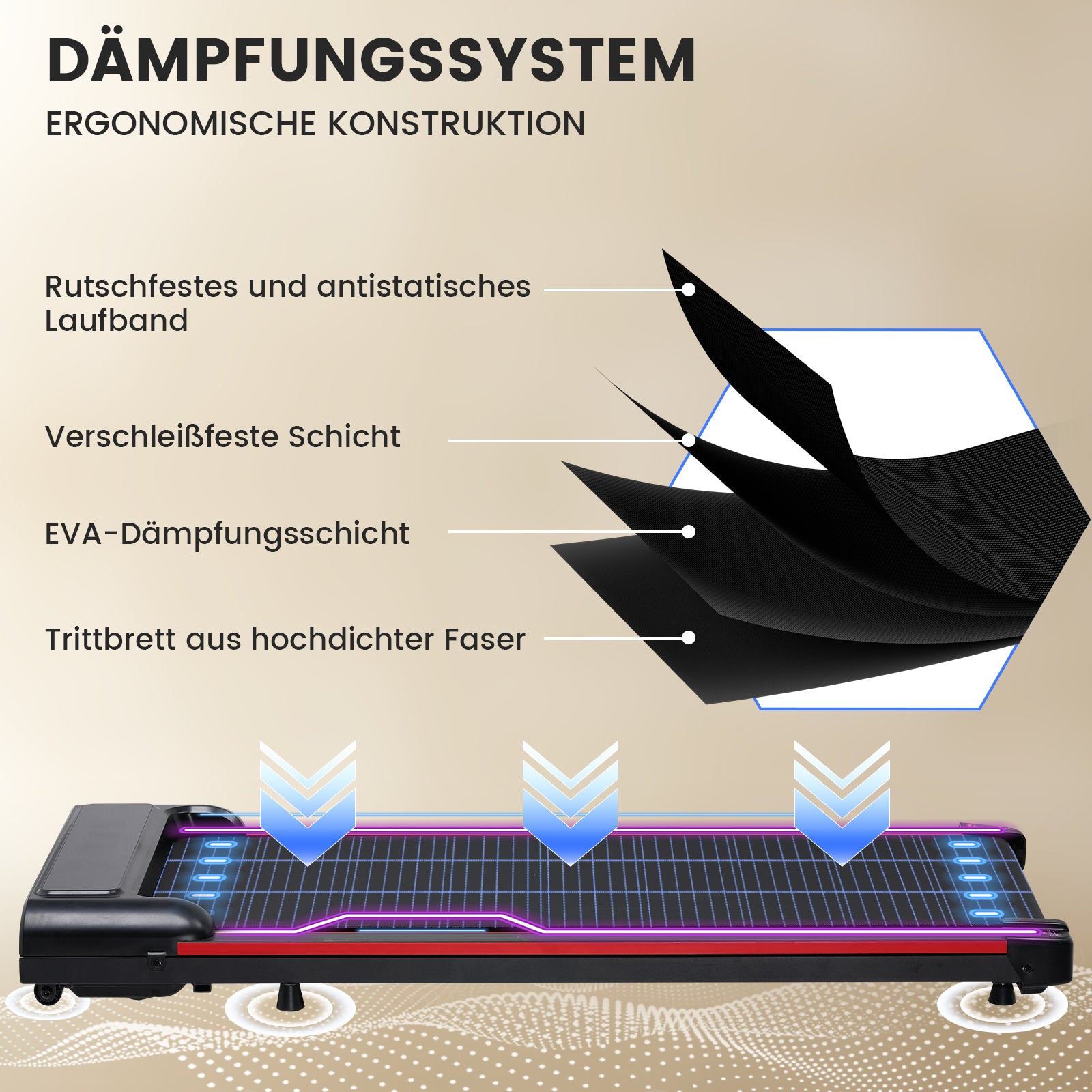 GTPLAYER Laufband Klappbares Laufband, für Zuhause bis 6 km/h mit LED-Anzeige Kompaktes und leises