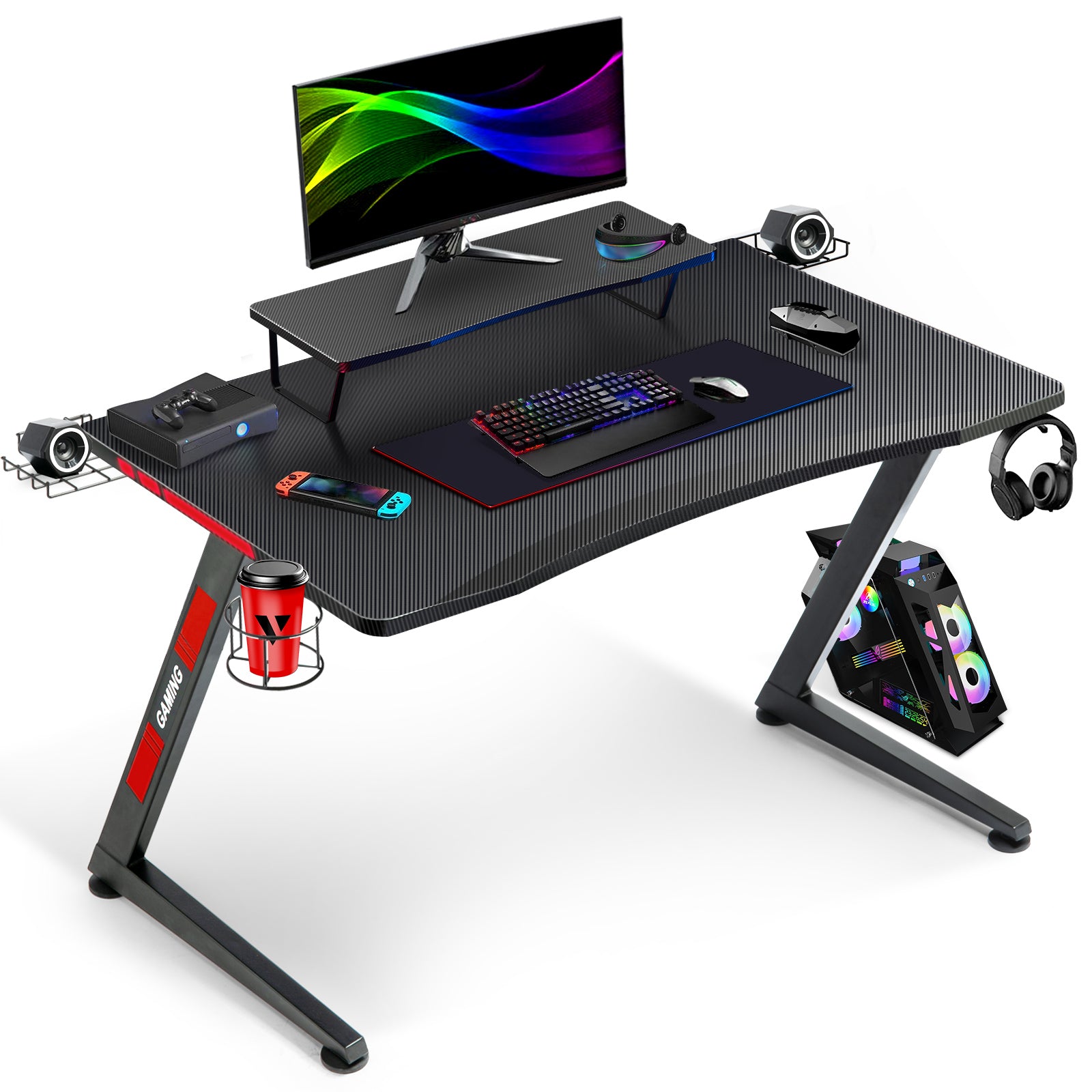 GTPLAYER Gaming Tisch Z-Frame Gaming Schreibtisch mit Monitorständer