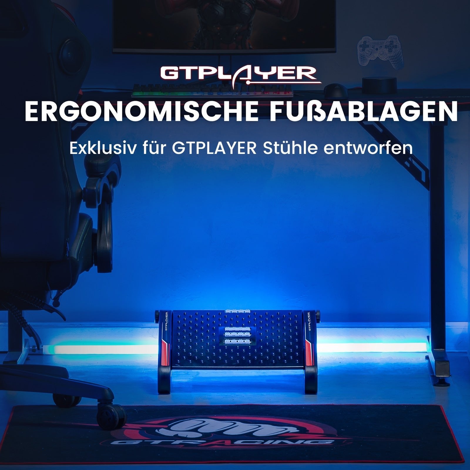 Verstellbare, ergonomische Fußstütze unter dem Tisch - GTPLAYER DE